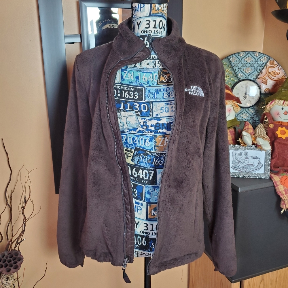 NORTH FACE BROWN FURRY FULL ZIP JACKET - Picture 7 of 16
